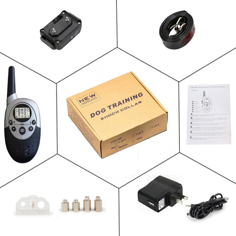 Rechargeable Waterproof Dog Training Collars with remote dog shock E-Collars Rechargeable Waterproof Dog Training Collars with remote dog shock E-Collars