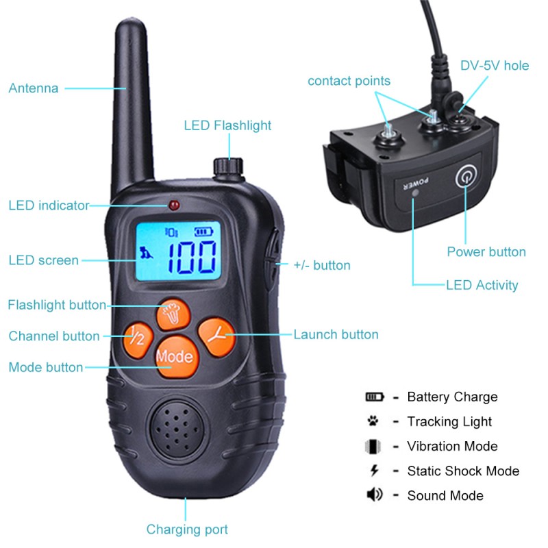Waterproof Dog Training Collar with Wireless Remote Rechargeable Dog Shock Collars Waterproof Dog Training Collar with Wireless Remote Rechargeable Dog Shock Collars