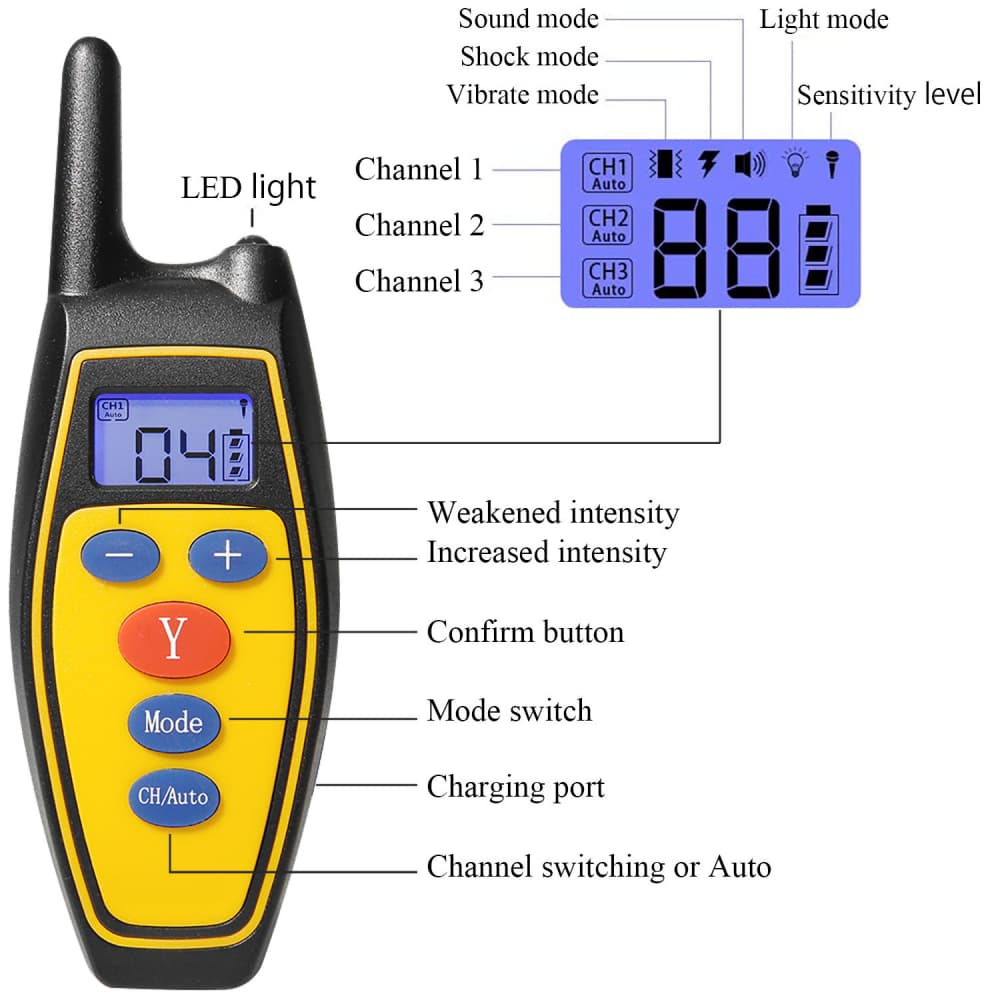 2 in 1 Automatic Anti Bark Control with Remote Rechargeable and Waterproof Dog Training Collar for 2 dogs